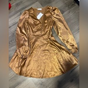 NEW Tinsel Gold Satin Dress